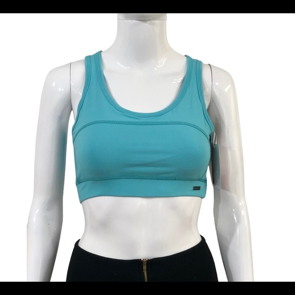 Mono B Womens Size M Sports Bra Teal Top Gym Workout Bra Racerback Blue NWT - Picture 3 of 10